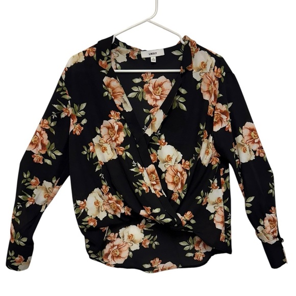 LIKELY Revolve Sophia Floral Mimi Top in Black Multi Surplice neckline Size XS - Picture 2 of 10
